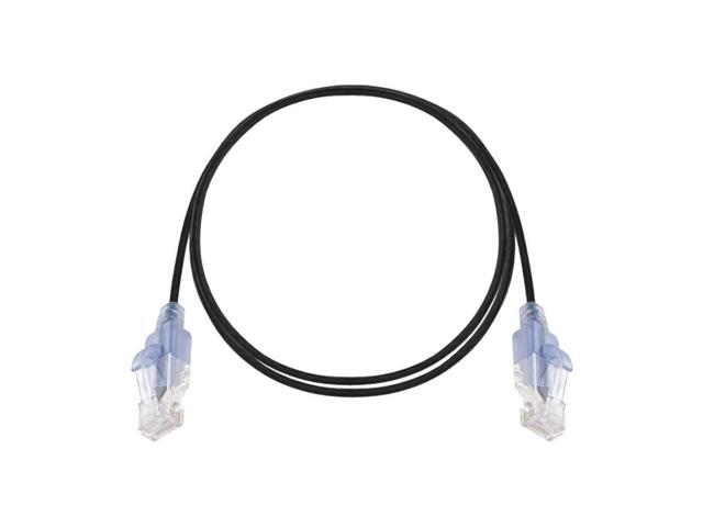 Monoprice SlimRun Cat6A Ethernet Patch Cable - Network Internet Cord - RJ45, 550Mhz, UTP, Pure Bare Copper Wire, 10G, 30AWG, 3ft, Black, 10-Pack