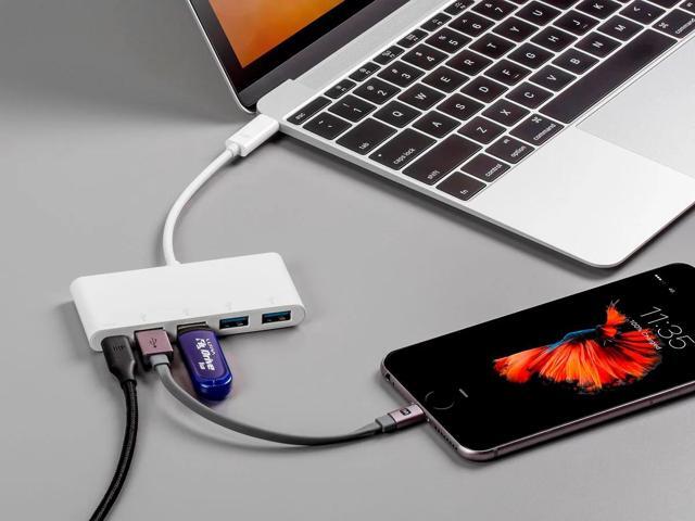 Monoprice USB-C to 4x USB-A 3.0 and USB-C (F) Adapter, Compatible With USB-C Equipped Laptops, Such As The Apple Macbook And Google Chromebook -...