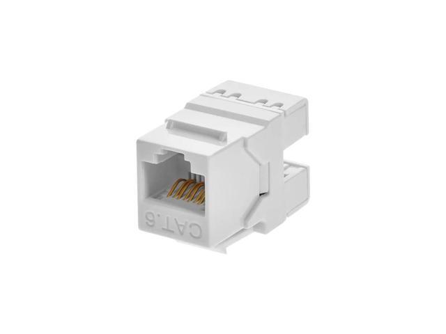 Monoprice Cat6 RJ45 180-Degree Dual IDC Keystone for 22-24AWG Solid Wire, White