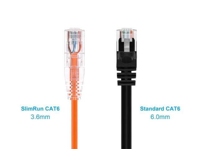 Monoprice Cat6 Ethernet Patch Cable - 0.5ft - Orange, Snagless RJ45 Stranded 550MHz UTP CMR Riser Rated Pure Bare Copper Wire 28AWG - SlimRun Series