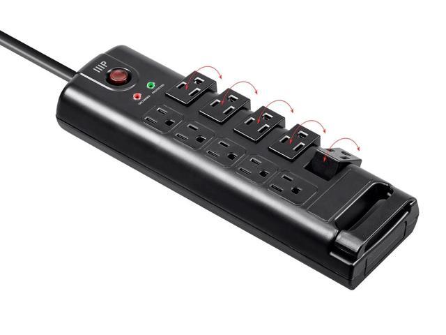 Monoprice 10 Outlet Rotating Surge Protector Power Block / Strip - 8 Feet - Black 2880 Joules, Heavy Duty Cord
