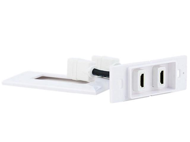Monoprice 7332 Two-Piece Inset Wall Plate with 4 Inch Built-in Flexible High Speed HDMI Cable With Ethernet - Dual Port