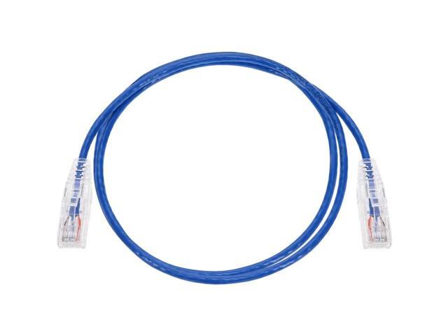 Monoprice Cat6 Ethernet Patch Cable - 3 feet - Blue Snagless RJ45 Stranded 550MHz UTP CMR Riser Rated Pure Bare Copper Wire 28AWG - SlimRun Series