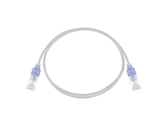Monoprice SlimRun Cat6A Ethernet Patch Cable - Network Internet Cord - RJ45, 550Mhz, UTP, Pure Bare Copper Wire, 10G, 30AWG, 3ft, White, 10-Pack