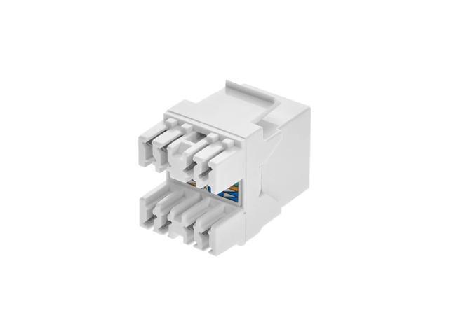 Monoprice Cat6 RJ45 180-Degree Dual IDC Keystone for 22-24AWG Solid Wire, White