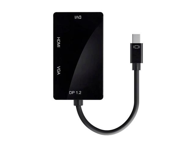 Monoprice Mini DisplayPort 1.2a / Thunderbolt to 4K HDMI, DVI, and VGA Passive Adapter, Black (112799)