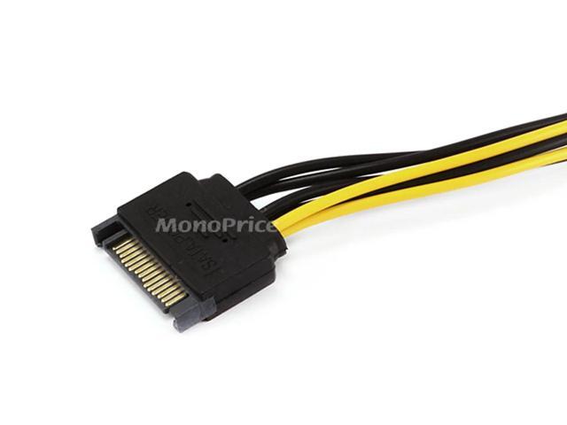 Monoprice 8-inch SATA 15pin to 6pin PCI Express Card Power Cable