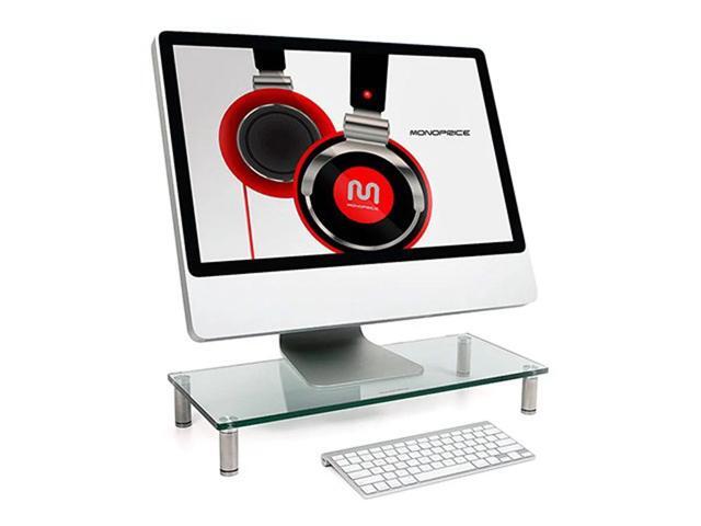 Monoprice Multimedia Desktop Stand 22' x 9.5' - Stand & Riser, Laptop Stand, Desktop TV Stand w/ Height Adjustable Legs - Workstream Collection