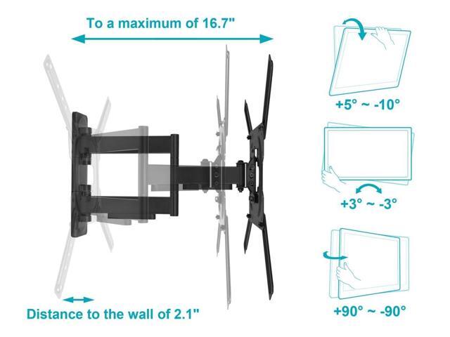 Monoprice TV Wall Mount Bracket For TVs 24in to 55in, Full-Motion Articulating, Max Weight 77lbs, VESA Patterns Up to 400x400, Rotating, UL Certified