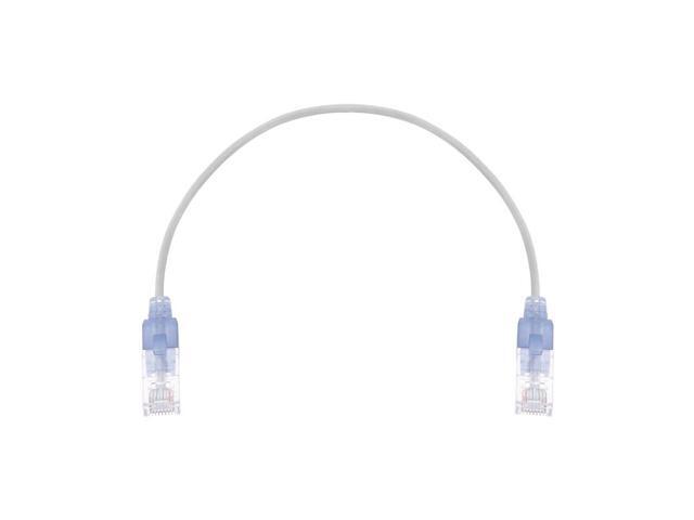 Monoprice SlimRun Cat6A Ethernet Patch Cable - Network Internet Cord - RJ45, 550Mhz, UTP, Pure Bare Copper Wire, 10G, 30AWG, 1ft, White, 10-Pack