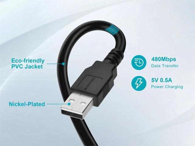 Monoprice USB 2.0 Cable - 6 Feet - Black A Male to Mini-B 5pin Male 28/24AWG Cable with Ferrite Core