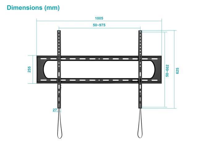 Monoprice Heavy-Duty Low Profile Fixed TV Wall Mount For 60' To 120' TVs up to 264lbs, Max VESA 900x600, Works w