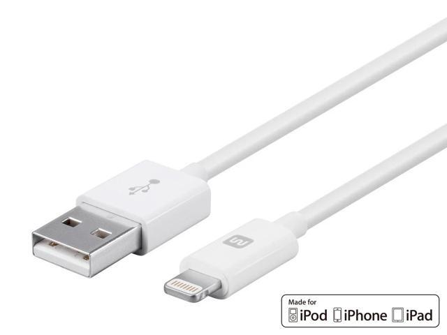 Monoprice Apple MFi Certified Lightning to USB Charge & Sync Cable - 6 Feet - White iPhone X, 8, 8 Plus, 7, 7 Plus, 6, 6 Plus, 5S - Select Series