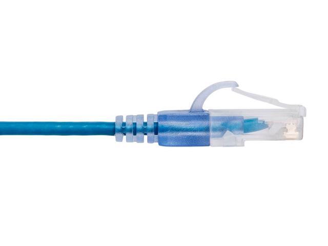 Monoprice SlimRun Cat6A Ethernet Patch Cable - Network Internet Cord - RJ45, 550Mhz, UTP, Pure Bare Copper Wire, 10G, 30AWG, 3ft, Blue, 5-Pack