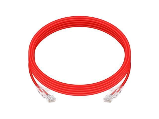 Monoprice Cat6 Ethernet Patch Cable - 14 feet - Red Snagless RJ45 Stranded 550MHz UTP CMR Riser Rated Pure Bare Copper Wire 28AWG - SlimRun Series