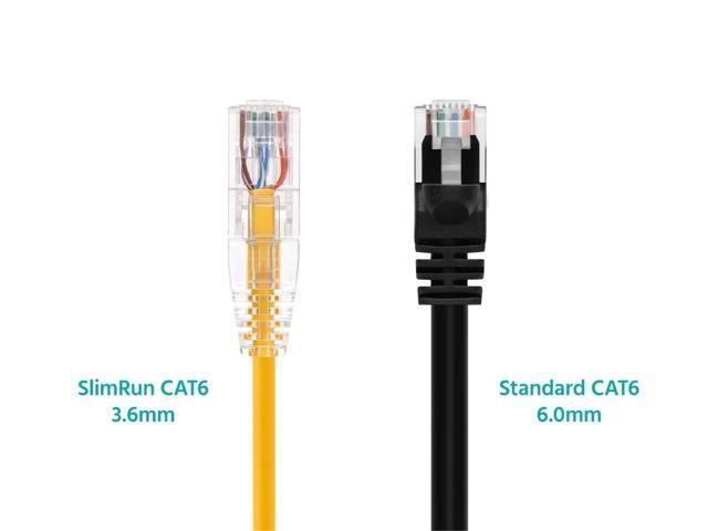 Monoprice Cat6 Ethernet Patch Cable - 2 feet - Yellow Snagless RJ45 Stranded 550MHz UTP CMR Riser Rated Pure Bare Copper Wire 28AWG - SlimRun Series