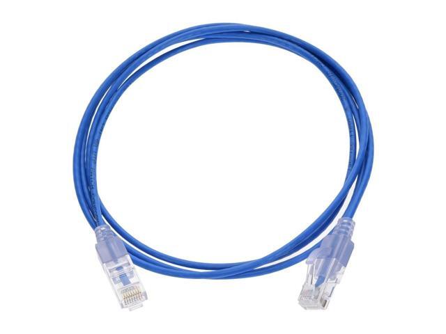 Monoprice SlimRun Cat6A Ethernet Patch Cable - Network Internet Cord - RJ45, 550Mhz, UTP, Pure Bare Copper Wire, 10G, 30AWG, 5ft, Blue, 5-Pack