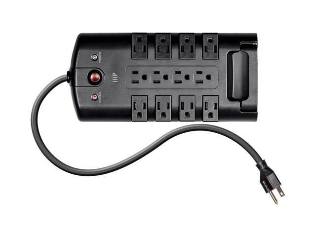 Monoprice 12 Outlet Rotating Surge Protector Power Block / Strip - 10 Feet - Black Heavy Duty Cord UL Rated, 4,320 Joules With Grounded And...