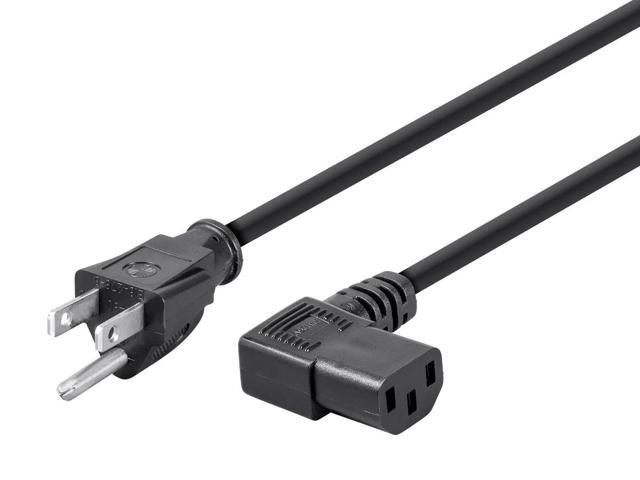 Monoprice 10ft 16AWG Power Cord w/ 3 Conductor PC Power Connector Socket, 13A (NEMA 5-15P to Right Angle IEC-320-C13)