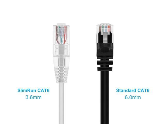 Monoprice Cat6 Ethernet Patch Cable - 3 feet - White Snagless RJ45 Stranded 550MHz UTP CMR Riser Rated Pure Bare Copper Wire 28AWG - SlimRun Series