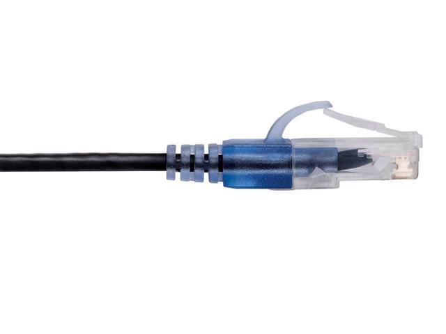 Monoprice SlimRun Cat6A Ethernet Patch Cable - Network Internet Cord - RJ45, 550Mhz, UTP, Pure Bare Copper Wire, 10G, 30AWG, 14ft, Black, 5-Pack
