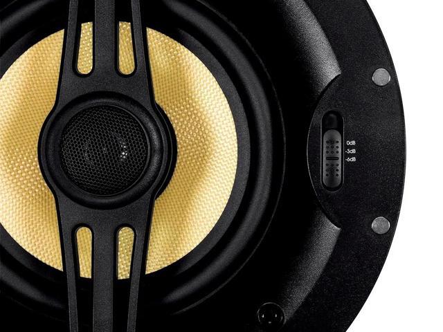 Monoprice 2-Way Aramid Fiber Back Ceiling Speakers - 6.5 Inch - Black With Covered Crossover (Pair)