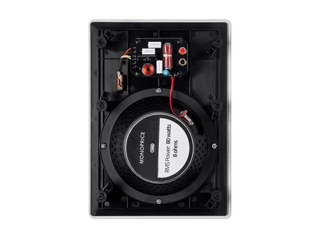 Monoprice 2-Way Carbon Fiber In-Wall Speakers - 8 Inch (Pair) With Paintable Magnetic Grille - Alpha Series