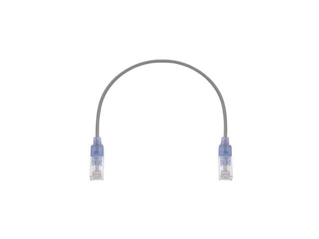 Monoprice SlimRun Cat6A Ethernet Patch Cable - Network Internet Cord - RJ45, 550Mhz, UTP, Pure Bare Copper Wire, 10G, 30AWG, 1ft, Gray, 10-Pack