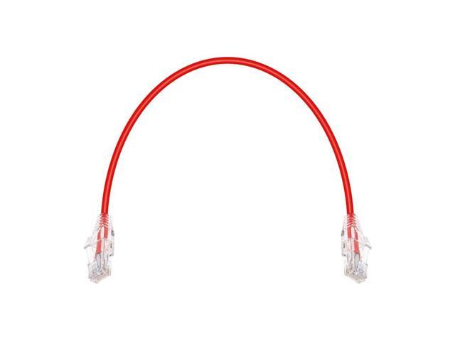 Monoprice Cat6 Ethernet Patch Cable - 1 Feet - Red Snagless RJ45 Stranded 550MHz UTP CMR Riser Rated Pure Bare Copper Wire 28AWG - SlimRun Series