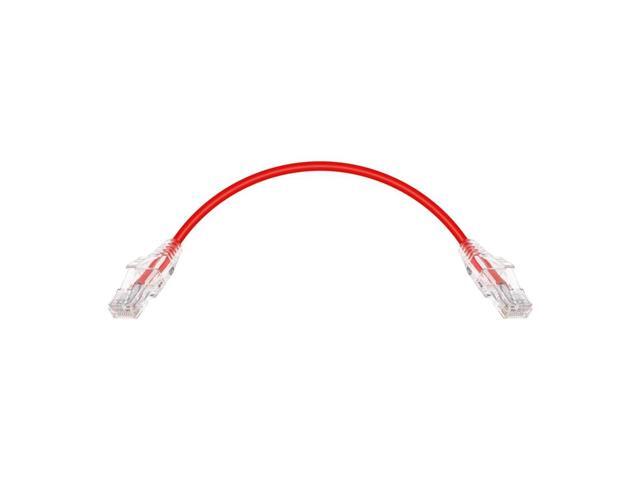 Monoprice Cat6 Ethernet Patch Cable - 0.5 Feet - Red Snagless RJ45 Stranded 550MHz UTP CMR Riser Rated Pure Bare Copper Wire 28AWG - SlimRun Series