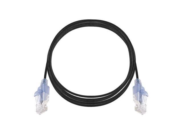 Monoprice SlimRun Cat6A Ethernet Patch Cable - Network Internet Cord - RJ45, 550Mhz, UTP, Pure Bare Copper Wire, 10G, 30AWG, 7ft, Black, 10-Pack