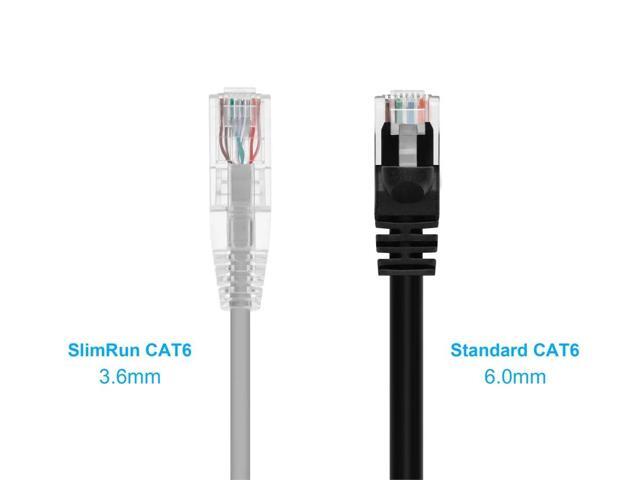 Monoprice Cat6 Ethernet Patch Cable - 7 feet - Gray Snagless RJ45 Stranded 550MHz UTP CMR Riser Rated Pure Bare Copper Wire 28AWG - SlimRun Series