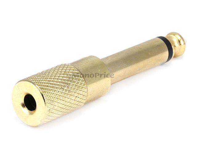 Monoprice Metal 1/4in (6.35mm) TS Mono Plug to 3.5mm TRS Stereo Jack Adapter, Gold Plated