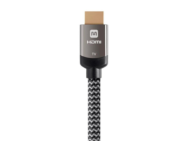 Monoprice Braided HDMI Cable - 50 Feet - Gray High Speed, Active Chipset, 4K@60Hz, 18Gbps, HDR, 24AWG, YUV, 4:4:4, CL3 - Luxe Series