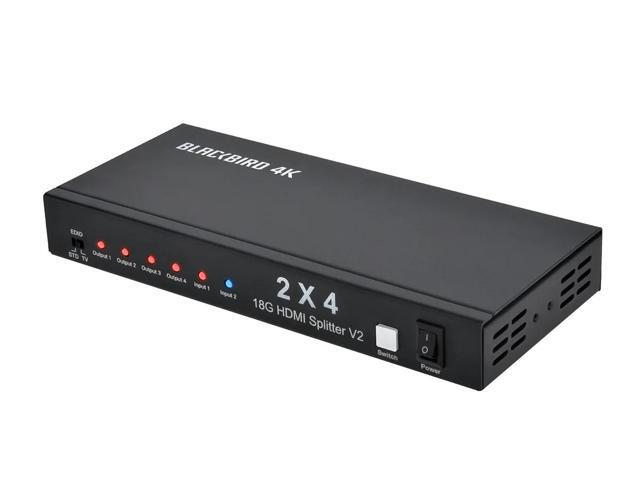 Monoprice Blackbird 4K 2x4 HDMI Splitter And Switch - Black 4k @ 30Hz Dolby TrueHD Support And Built in Automatically Adjusting Amplifier