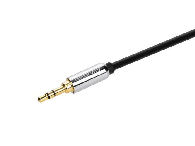 Monoprice 109764 3-Feet 3.5mm Stereo Male to 3.5mm Stereo Male Gold Plated Cable for Mobile, Black