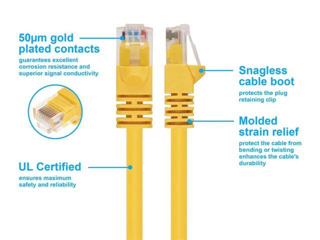 Monoprice Cat6 Ethernet Patch Cable - Network Internet Cord - RJ45, Stranded, 550Mhz, UTP, Pure Bare Copper Wire, 24AWG, 2ft, Yellow