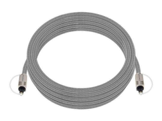 Monoprice Premium S/PDIF (Toslink) Digital Optical Audio Cable - Silver - 12 Feet Heavy Duty Mesh Jacket, Metal Connector Heads, For Play...