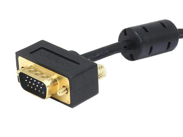Monoprice Ultra Slim SVGA Super VGA Male to Male Monitor Cable - 3 Feet With Ferrites 30/32AWG, Gold Plated Connector