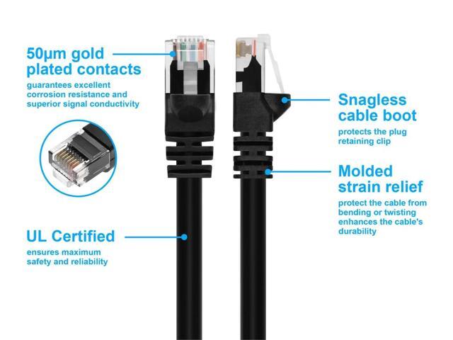 Monoprice Cat6 Ethernet Patch Cable - Network Internet Cord - RJ45, Stranded, 550Mhz, UTP, Pure Bare Copper Wire, 24AWG, 2ft, Black