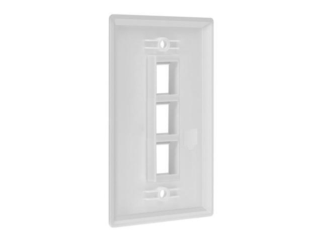 Monoprice 3-Hole 1-Gang Keystone Wall Plate - White