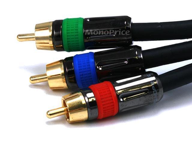 Monoprice 12ft 18AWG CL2 Premium 3-RCA Component Video/Audio RG-6/U Coaxial Cable - Black