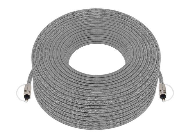 Monoprice Digital Optical Audio Cable - 75 Feet - Gray Premium S/PDIF (Toslink) Heavy Duty Mesh Jacket, Metal Connector Heads, for Play Station,...