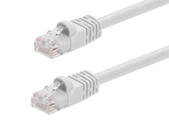 Monoprice Cat5e Ethernet Patch Cable - 5 Feet - White Network Internet Cord - RJ45, Stranded, 350Mhz, UTP, Pure Bare Copper Wire, 24AWG