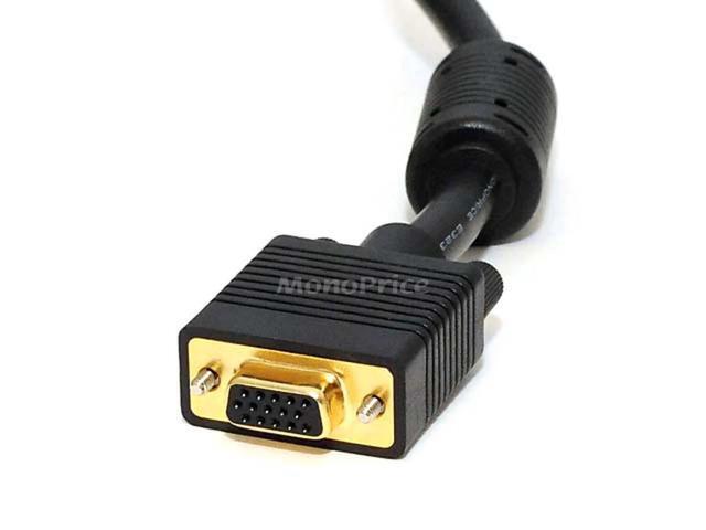 Monoprice Super VGA Cable - 25 Feet - Black Male to Female With Ferrites For In-Wall Installation Gold Plated, CL2 Rated