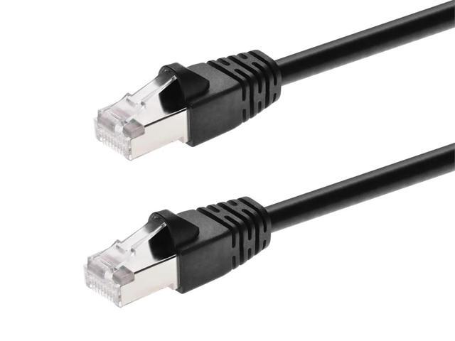 Monoprice Cat6A Ethernet Patch Cable - 0.5 Feet - Black Network Internet Cord - RJ45, 550Mhz, STP, Pure Bare Copper Wire, 10G, 26AWG