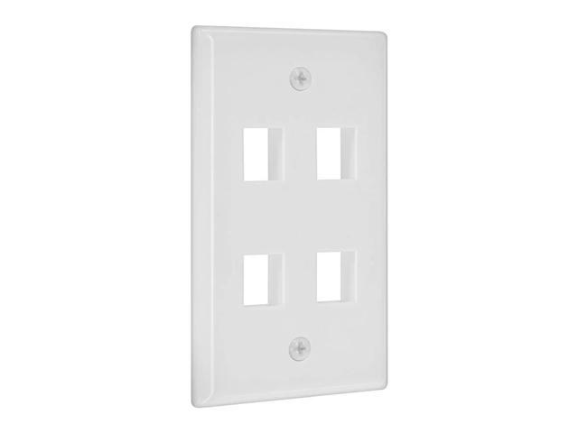 Monoprice 4-Hole 1-Gang Keystone Wall Plate - White