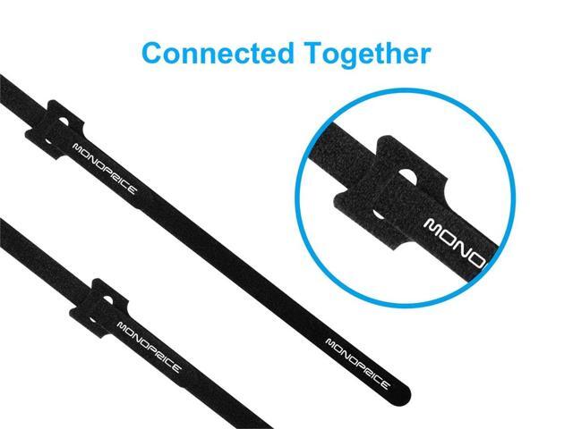 Monoprice Hook and Loop Fastening Cable Ties, 9in, 100 pcs/pack, Black