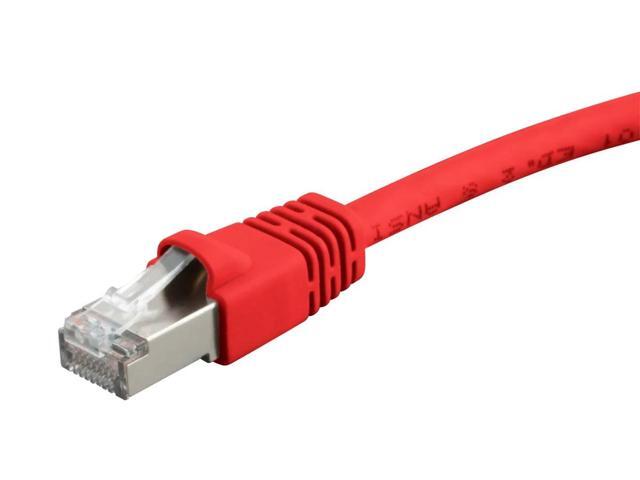 Monoprice Cat6A Ethernet Patch Cable - 0.5 Feet - Red Network Internet Cord - RJ45, 550Mhz, STP, Pure Bare Copper Wire, 10G, 26AWG