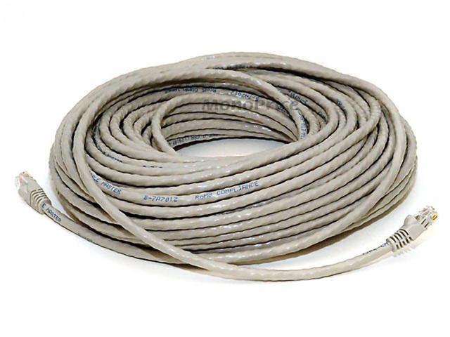 Monoprice Cat6 Ethernet Patch Cable - Network Internet Cord - RJ45, Stranded, 550Mhz, UTP, Pure Bare Copper Wire, Crossover, 24AWG, 100ft, Gray